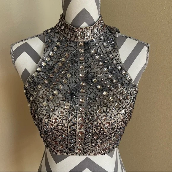 Blonde Nites - Embellished Halter Crop Top - Size 3 - Picture 1 of 7
